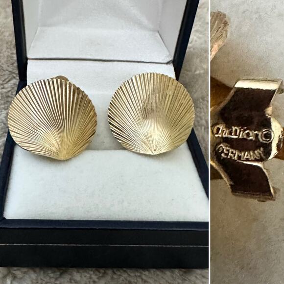 Vintage Christian Dior Germany Gold Tone Clip On Earrings - Picture 1 of 9